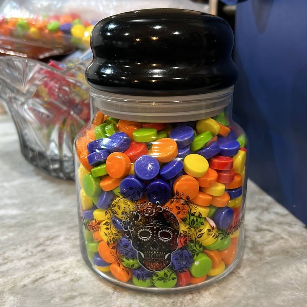 Fiesta Skull and Vine Candy Jar
